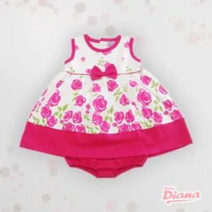 Vestido Algodon Rosas Fucsia