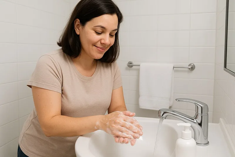 higiene manos al tocar al bebé